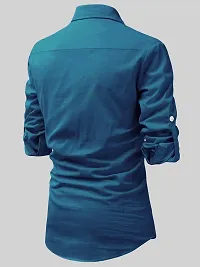 Reliable Dark Teal Cotton Solid Short Length Kurta For Men-thumb1