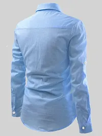 Reliable Sky Blue Cotton Solid Short Length Kurta For Men-thumb4