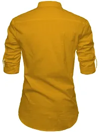 Reliable Yellow Cotton Solid Short Length Kurta For Men-thumb1