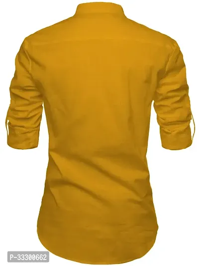 Reliable Yellow Cotton Solid Short Length Kurta For Men-thumb2