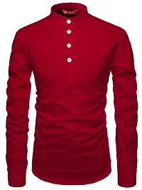 Reliable Red Cotton Solid Short Length Kurta For Men-thumb2