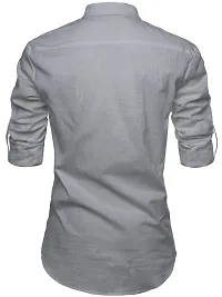 Reliable Grey Cotton Solid Short Length Kurta For Men-thumb1