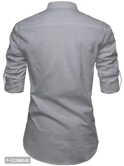 Reliable Grey Cotton Solid Short Length Kurta For Men-thumb2