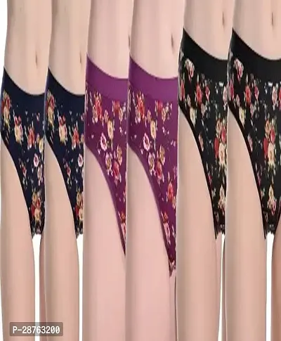 Fancy Multicoloured Cotton Printed Hipster Panty For Women Pack Of 6