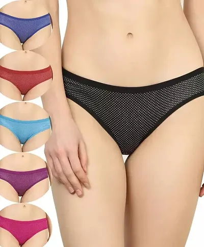 Fancy Multicolored Cotton Spandex Hipster Panties for Women