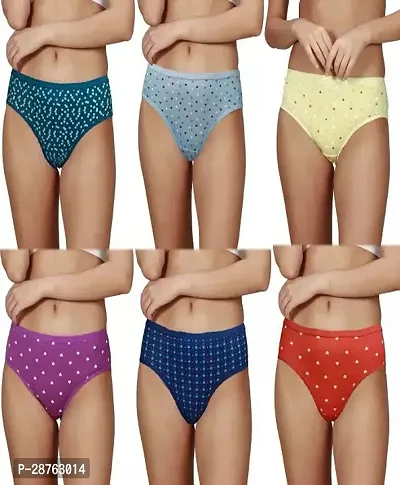 Fancy Multicoloured Cotton Printed Hipster Panty For Women Pack Of 6