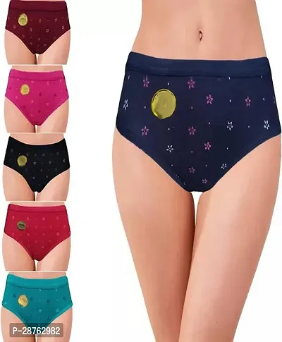 Fancy Multicoloured Cotton Printed Hipster Panty For Women Pack Of 6