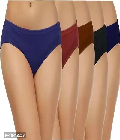 Stylish Multicoloured Cotton Solid Briefs For Women Pack Of 5-thumb0