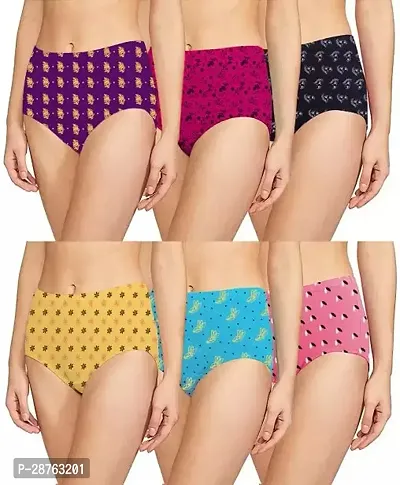 Fancy Multicoloured Cotton Printed Hipster Panty For Women Pack Of 6