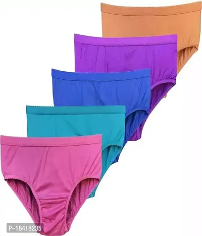 Stylish Multicoloured Cotton Solid Briefs For Women Pack Of 5-thumb0