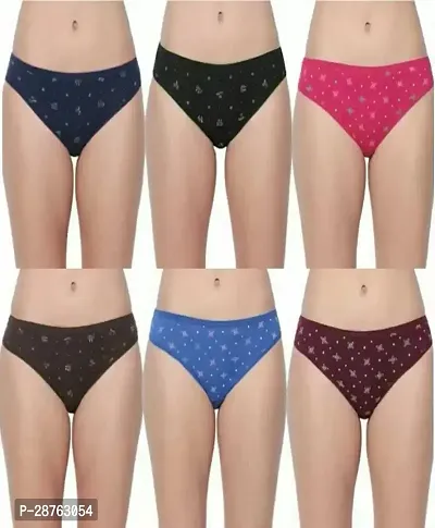 Fancy Multicoloured Cotton Printed Hipster Panty For Women Pack Of 6