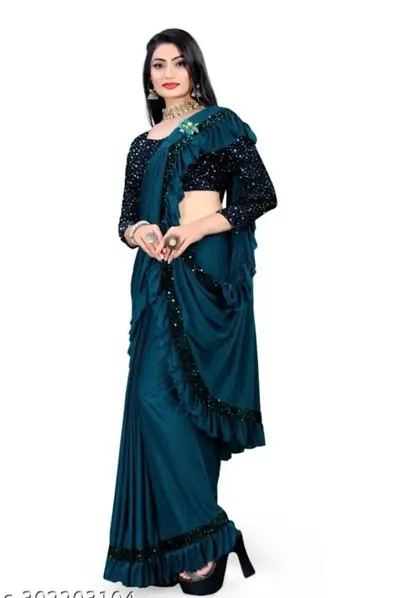 New In Lycra Saree with Blouse piece 