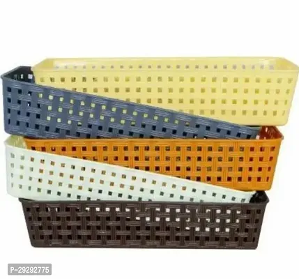 Plastic Multipurpose Desk Organiser Tray Office Drawer Dividers Storage Craft Basket Rack Multicolor Pack of 6-thumb0