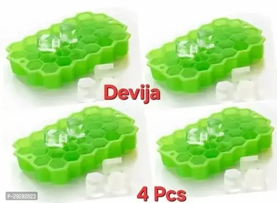 Maha Combo Silicone Flexible Ice Cube Honeycomb Tray for Chocolate Cake Chilled Drinks Reusable Ice Cube TraysGreen4 Pcs-thumb0