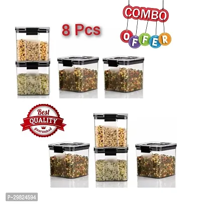 Transparent Kitchen Food Storage Container With Airtight , 750 ML, Pack of 8-thumb0