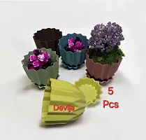 Plastic Round Flower Pots for Home Pack of 5-thumb2