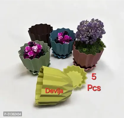 Plastic Round Flower Pots for Home Pack of 5-thumb3