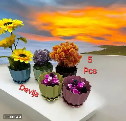 Plastic Round Flower Pots for Home Pack of 5-thumb5