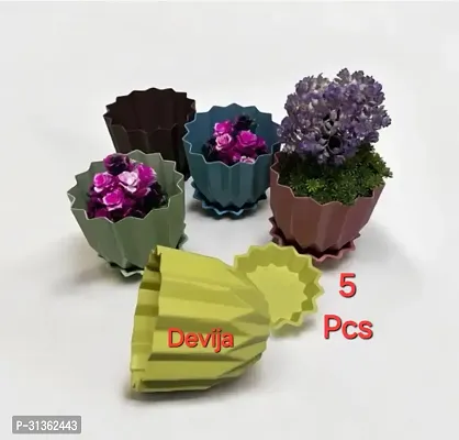 Plastic Round Flower Pots for Home Pack of 5