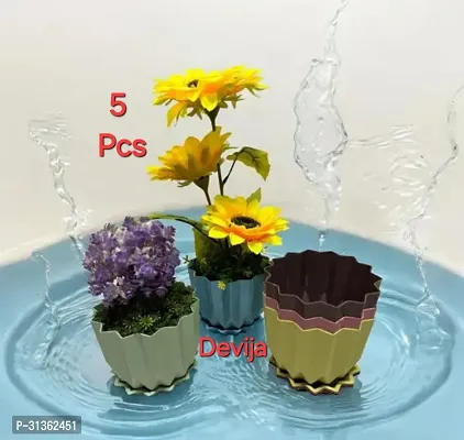 Plastic Round Flower Pots for Home Pack of 5-thumb0