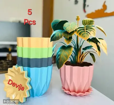 Plastic Round Flower Pots for Home Pack of 5-thumb5