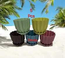 Plastic Round Flower Pots for Home Pack of 5-thumb3