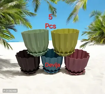 Plastic Round Flower Pots for Home Pack of 5-thumb4