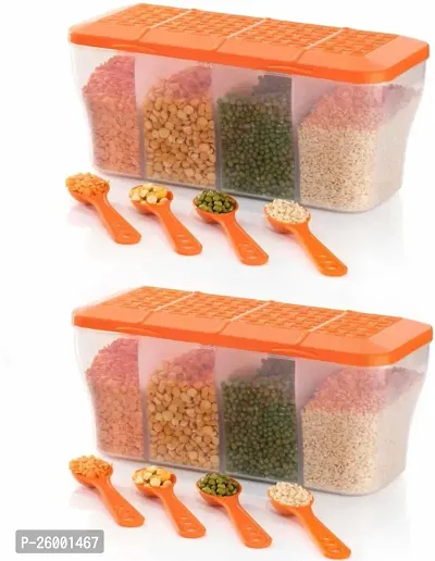 Trendy Multipurpose Food Storage Transparent 4 Section Airtight Spice Box Masala Dabba Pack Of 2-thumb0