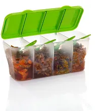 Metrolife Multipurpose Plastic Food Storage Transparent 4 Section Airtight Spice Box Masala Dabba - 1800 ml-Pack of 2-thumb1