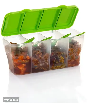 Metrolife Multipurpose Plastic Food Storage Transparent 4 Section Airtight Spice Box Masala Dabba - 1800 ml-Pack of 2-thumb2