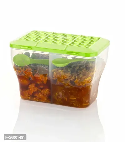 Trendy Transparent Food Storage Multipurpose 2 Section Airtight Spice Box Masala Dabba Pack Of 1-thumb0