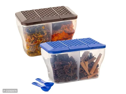 Metrolife 2 in 1 Transparent Masala Box || Multipurpose Kitchen Storage Food Container-Pack of 2