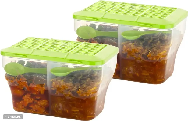 Trendy Transparent Food Storage Multipurpose 2 Section Airtight Spice Box Masala Dabba Pack Of 2-thumb0