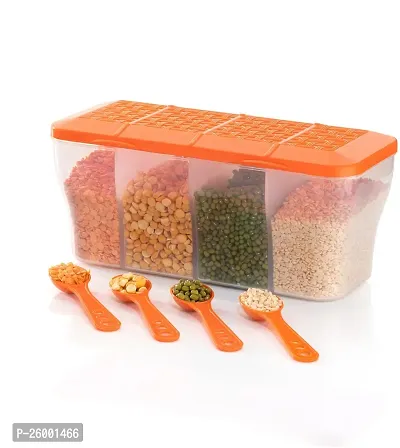 Trendy Multipurpose Food Storage Transparent 4 Section Airtight Spice Box Masala Dabba Pack Of 1