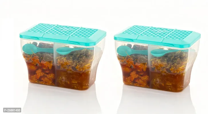 Trendy Transparent Food Storage Multipurpose 2 Section Airtight Spice Box Masala Dabba Pack Of 2-thumb0