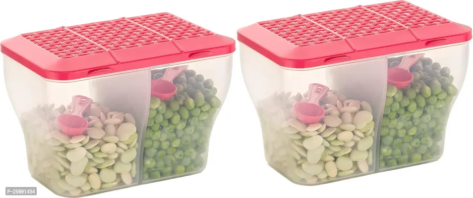 Trendy Transparent Food Storage Multipurpose 2 Section Airtight Spice Box Masala Dabba Pack Of 2-thumb0