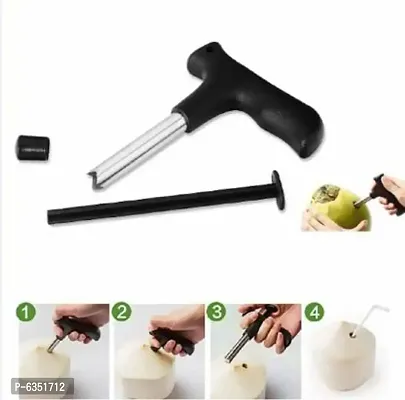 Metrolife Stainless Steel Coconut Opener Cutter Driller Tool Straight Peeler (Black)