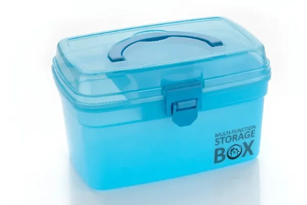 Metrolife Multi-Purpose Storage Box / Portable Case With Additional Partitioned Tray - 1000 ml Plastic Utility Container