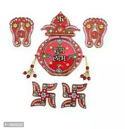 Acrylic Shubh labh ,Lakshmi Feet charan,Swastik ( set of 5 pcs)&nbsp;