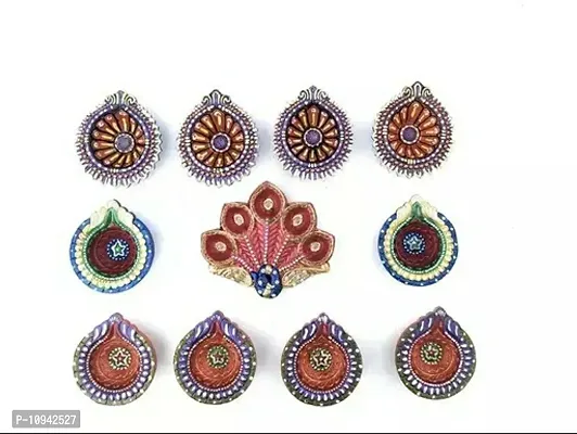 Terracotta clay diya for Diwali decorati with cotton wicks