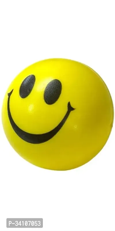 SRTL Z1 Stress Reliever Smile Ball/Cute Face Soft Squeeze Sponge Ball for Kids/Hand Exercise Smiley Ball - Yellow (Pack of 3)-thumb0