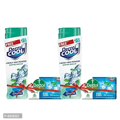 DERMI COOL POWDER PACK OF 2 +2 DETTOL SOAP