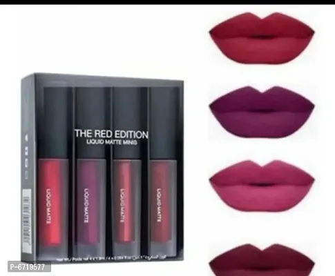 Red Edition Liquid Matt E Minis Lipstick Combo Of Red Marron Purple Shade Makeup Lipstick