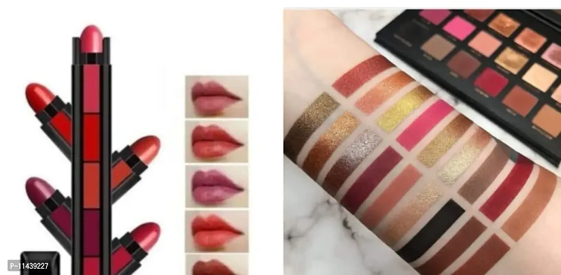 LIPSTICK RED 5IN1 WITH EYESHADOW ROSEGOLD MULTICOLOUR COMBO-thumb0