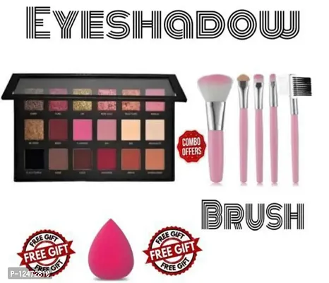 EYESHADOW WITH 5PCS MAKEUP BRUSHES AND MAKEUP BLANDER