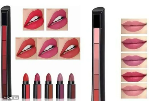 Red And Nude 5In1 Lipstick Combo Of 10 Shades Makeup Lipstick