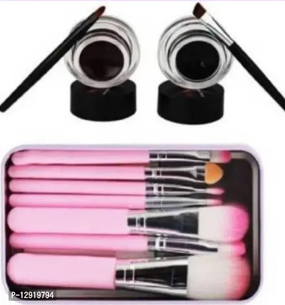MUSICAL FLOWER GEL EYELINER BLACK AND BROWN WITH MAKEUP BRUSHES-thumb0