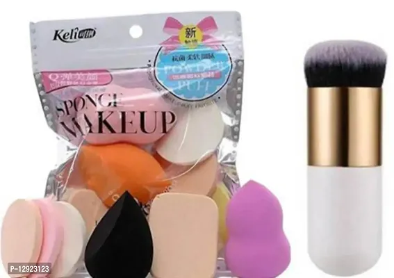 MAKEUP BRUSH WITH PUFFS AND BLANDER PACK COMBO