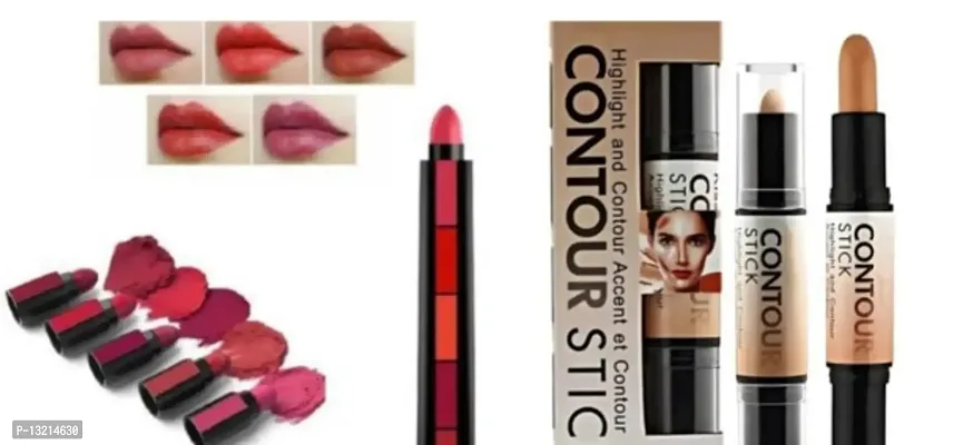 RED LIPSTICK 5IN1 RED WITH CONTOUR STICK COMBO