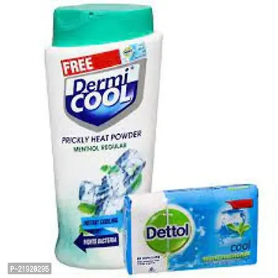 Dermicool Prickly Heat Powder, Aloe, 150 g with Free Dettol Cool Soap, 125g
